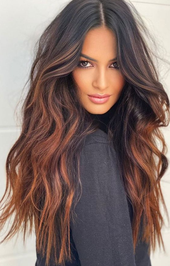 Chocolate Copper Hair - Fabulous Fall Hair Color Ideas For Autumn 2023 Chocolate with Dark Copper Balayage