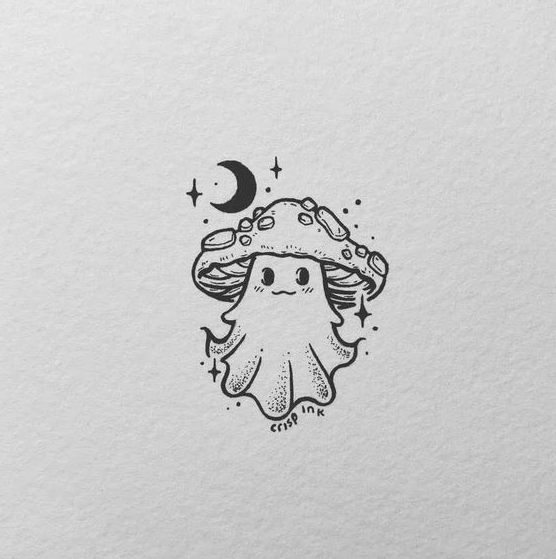 Cute Drawing Ideas - Ghost Mushroom Drawing