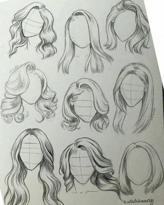 Cute Drawing Ideas - Girl Hair Drawing Ideas and References