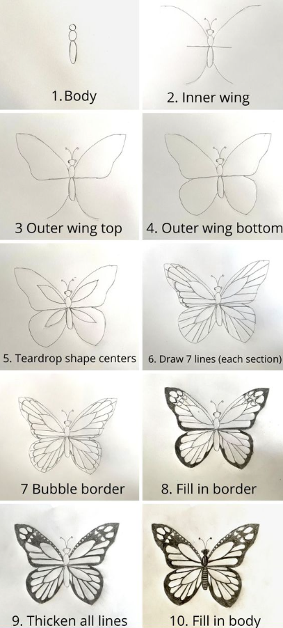 Cute Drawing Ideas - How to Draw a Butterfly Easy-Peasy & Fast