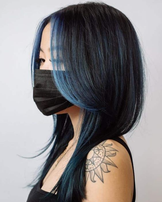 Hair Colors - Best Blue Highlights on Black Hair Ideas 2023