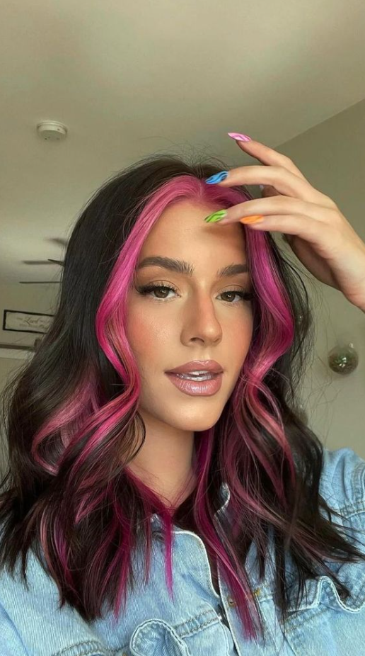 Hair Dye Inspo - Pink hair streaks