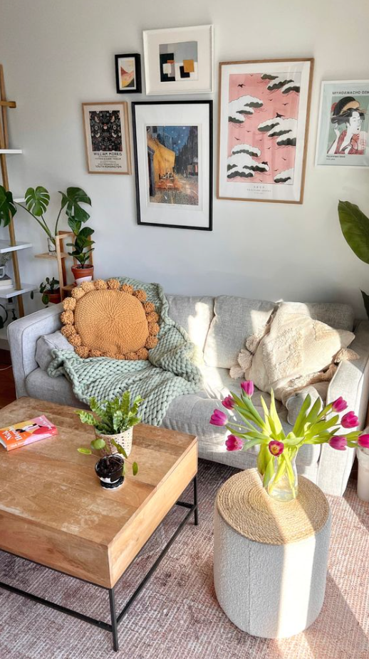 Living Room Inspiration   This 650 Square Foot Brooklyn Apartment Uses Cute DIYs & Smart Small
