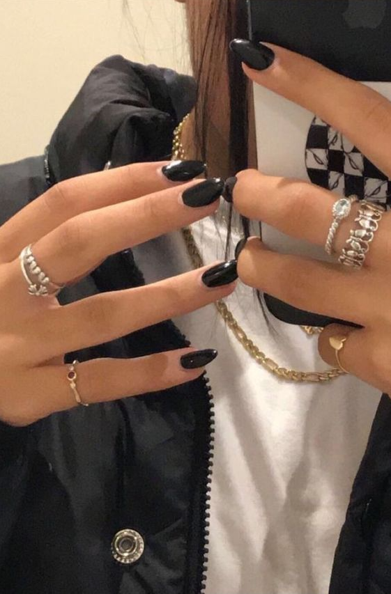 Nails Black Women - Black nails minimalist nails pretty acrylic nails