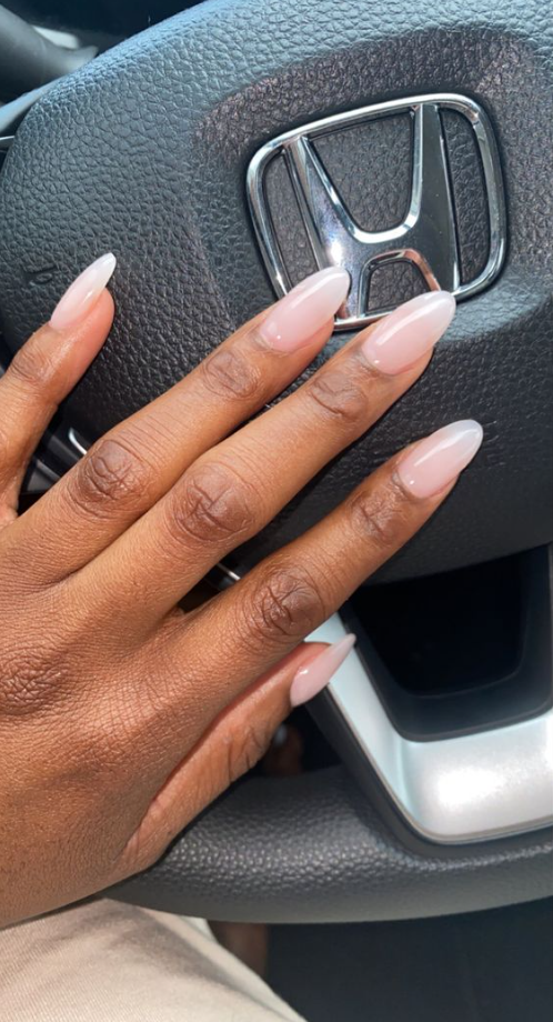 Nails Black Women - Nude almond shape nails