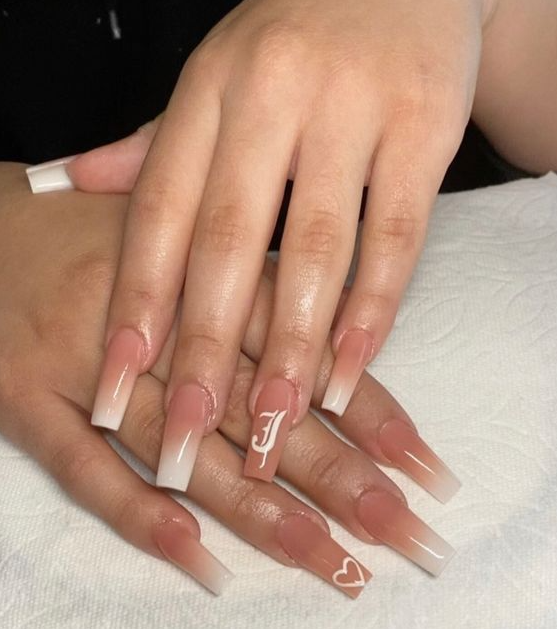 Nails With Initials - Gel nails pink acrylic nails long acrylic nails