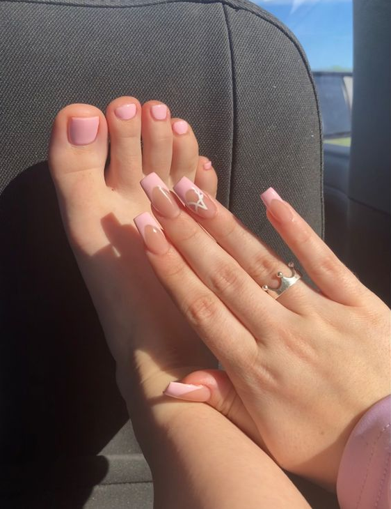 Nails With Initials   Pink French Tip With An A