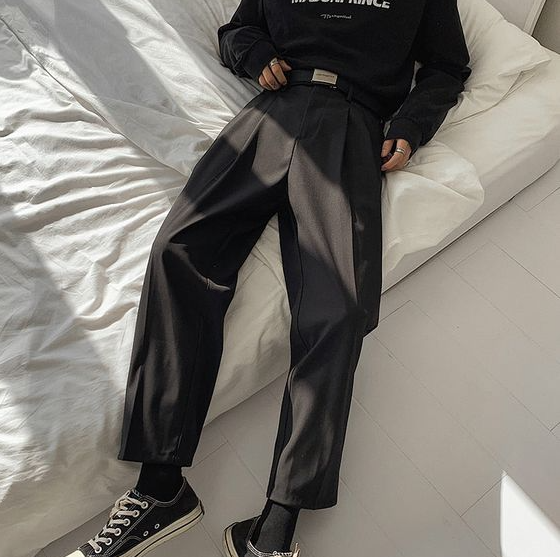 Black Gift - Advbridge Men's Loose Leisure Grey Formal Suit Pants Business Design Cotton Western-style Trousers Male Black Casual Pants Size M-2XL