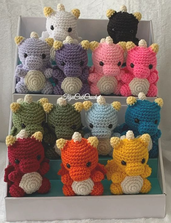 Black Gift   Made To Order Kawaii Cute Adorable Crochet Dragon Plush