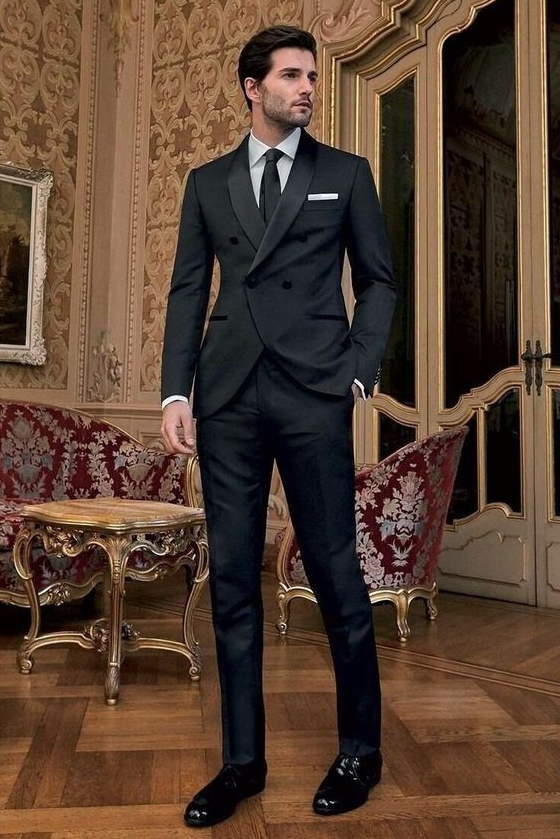 Black Gift - Men 2 Piece Suit Black Tuxedo Suit Perfect For Wedding One Button Suits Tuxedo Suits Dinner Suits Wedding Groom suits Bespoke For Men