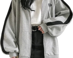 Black Gift   Womens Oversized Zip Up Hoodie Y2K Casual Long Sleeve Black Hooded Sweatshirt 90s Solid Zipper Jacket Cute Top For Teen Girls