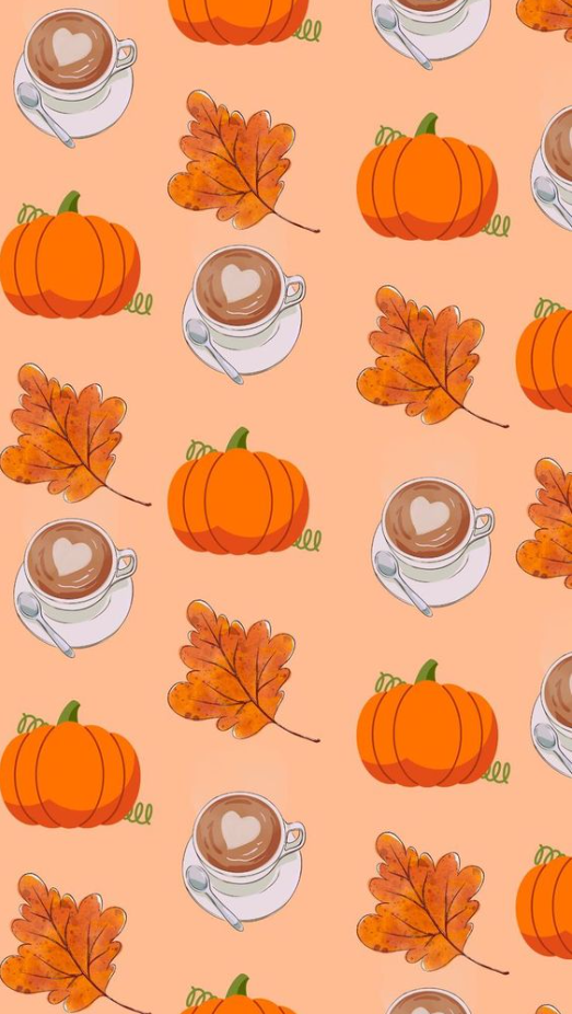 Fall Background   Cute Pumpkin Latte Wallpaper Phone Screen Background