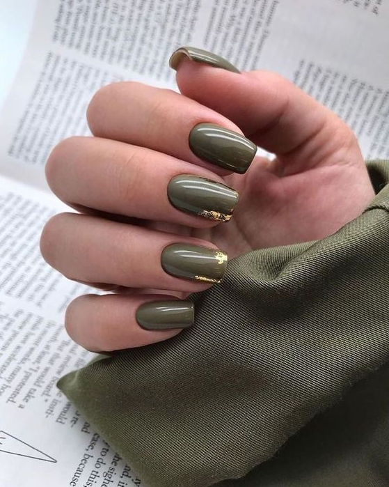 Fall Nails 2023   Green Fall Nail 2023 Ideas Embrace Nature's Colors In Your Nail Art