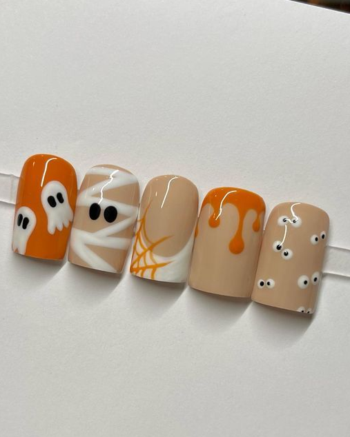 Halloween Nails - Hippie nails acrylic nail shapes halloween nails