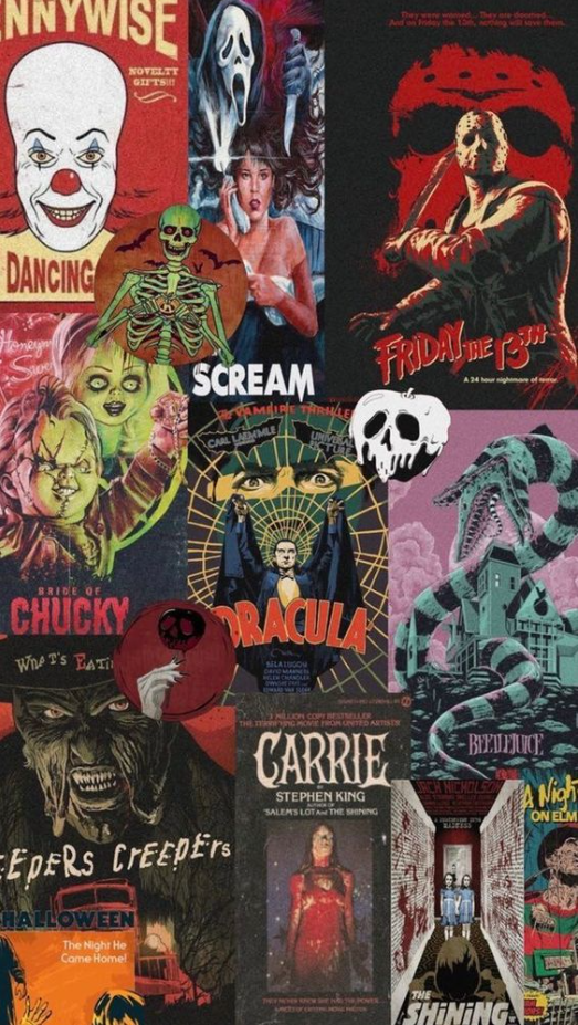 Halloween Wallpaper - Halloween Movies Aesthetic Collage Spooky Season Decor Scary