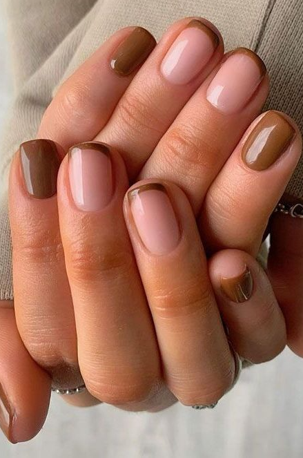 Brown French Tip Nail Ideas - Brown french tip nails classic solid french edited