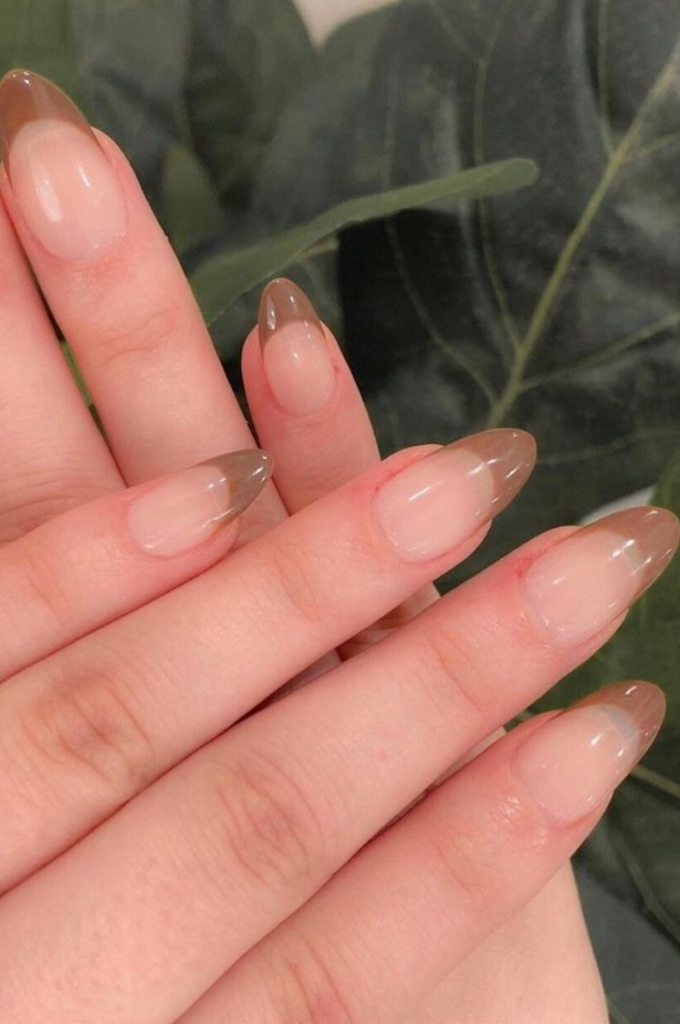 Brown French Tip Nail Ideas - Brown french tip nails ideas light brown edited
