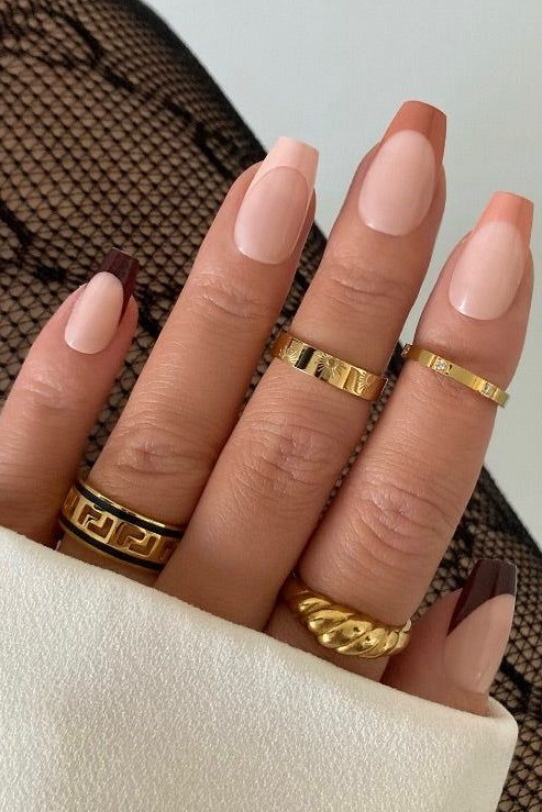 Brown French Tip Nail Ideas - Brown french tip nails ideas shades of brown edited