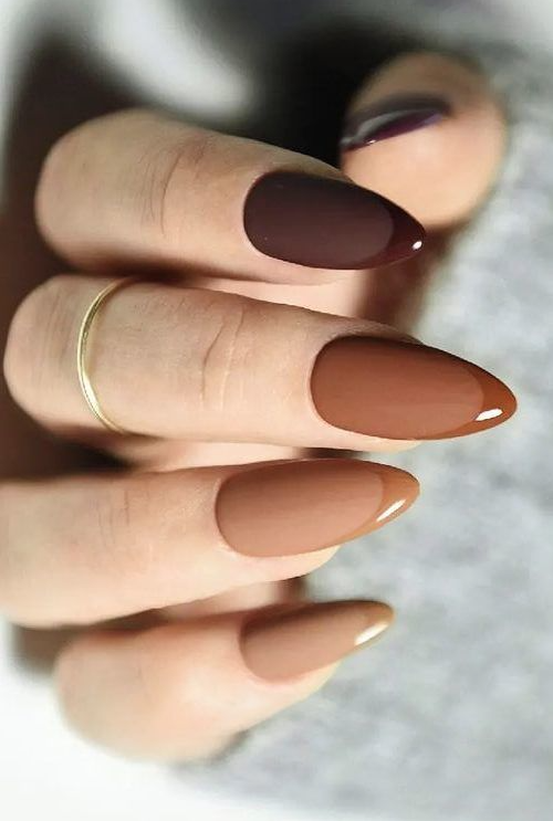 Brown French Tip Nail Ideas   Darker Brown French Tips In 2023