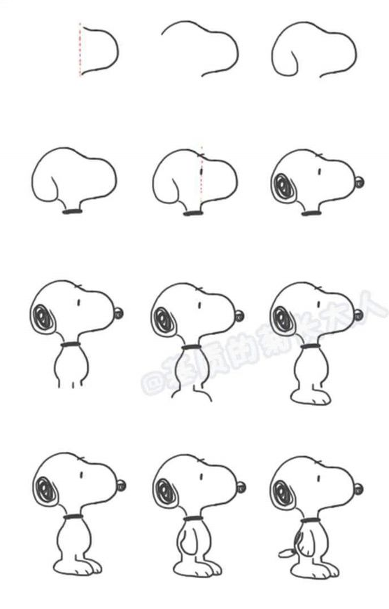 Drawing Step By Step   Draw Snoopy From The