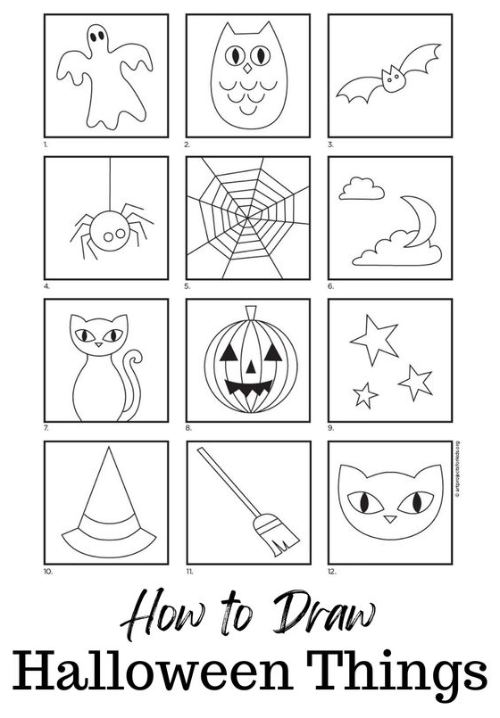 Drawing Step By Step - Easy Halloween Drawings and Tutorial Video