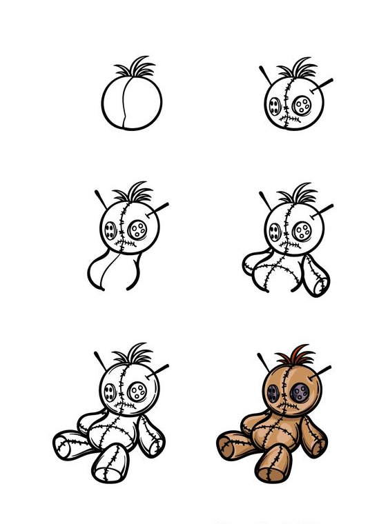 Drawing Step By Step   How To Draw A Voodoo Doll A Step By Step
