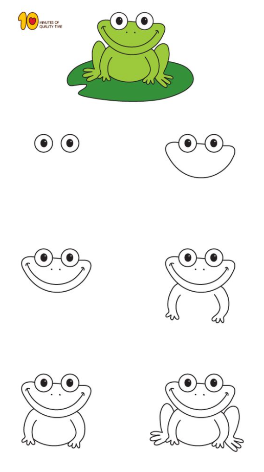 Drawing Step By Step - How To Draw a Frog Step by Step for Kids
