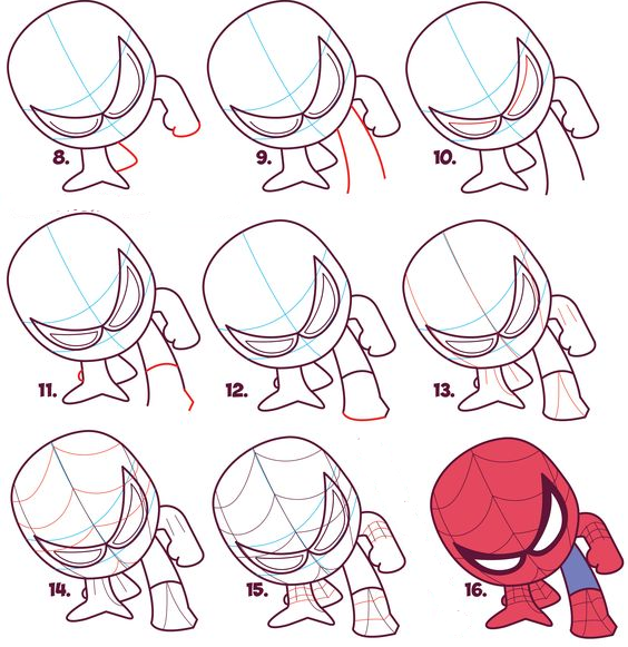 Drawing Step By Step - How to Draw Cute Spiderman Chibi Kawaii Easy Step by Step Drawing Tutorial for Kids How to Draw Step by Step Drawing Tutorials