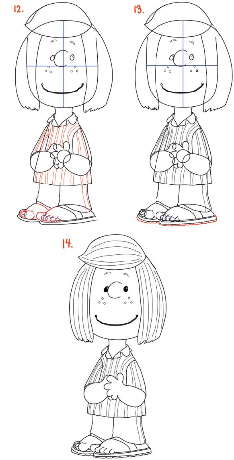 Drawing Step By Step - How to Draw Peppermint Patty from The Peanuts Movie Easy Tutorial How to Draw Step by Step Drawing Tutorials