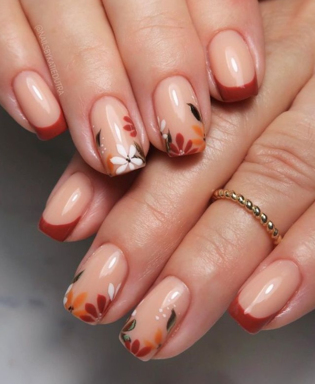 Fall French Tip Nails   Autumn French