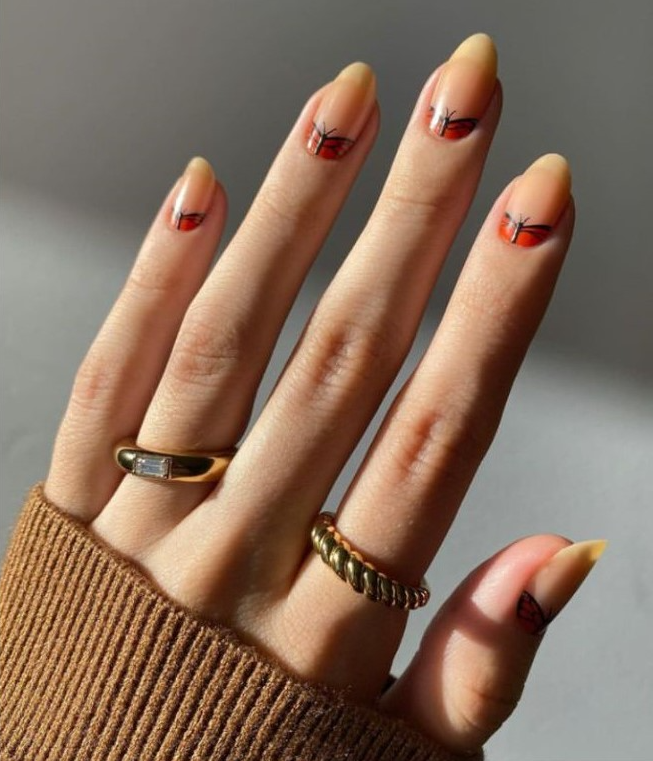 Fall French Tip Nails - Butterfly Cuticles
