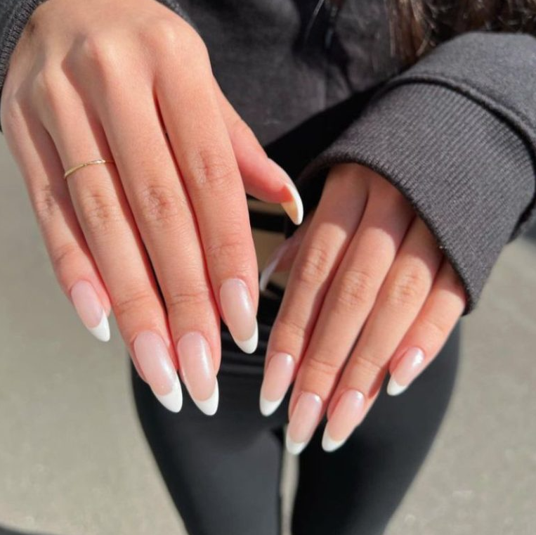 Fall French Tip Nails - Classic Chrome Tips