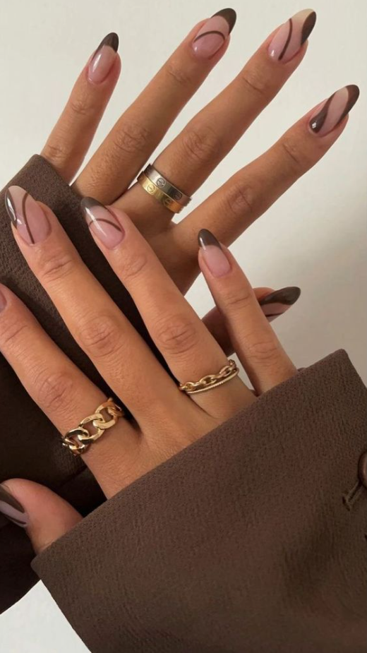 Fall French Tips - Beauty gel nails stylish nails brown nails