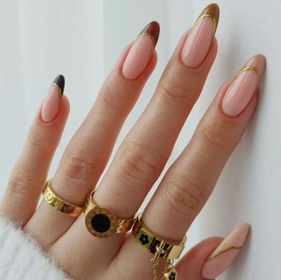 Fall French Tips   Brown French Tip Manicures Taking Over Our Social Feeds