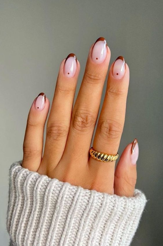 Fall French Tips - Brown French Tip Nail Ideas Inspiration
