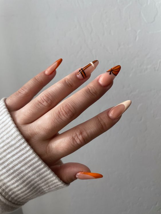 Fall French Tips - Fall nails acrylic nails french tip nails almond nails long nails nail inspo