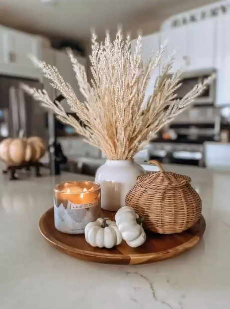 Fall Home Decor   Fall Styling Idea With Wicker Pumpkins And Candles