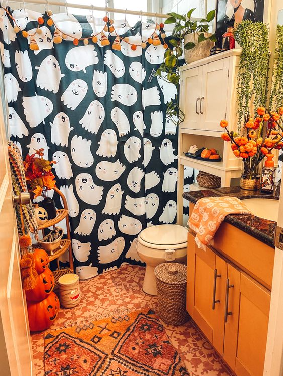 Fall Home Decor   Spooky Cute Halloween Shower Curtains