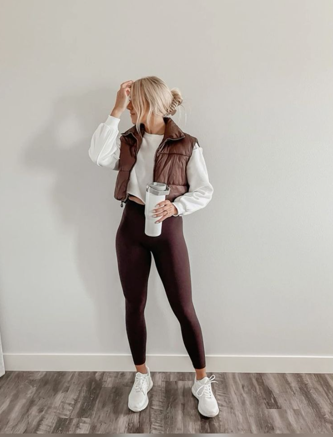 Fall Outfits 2023 - How to style and where to find affordable brown puffer vest