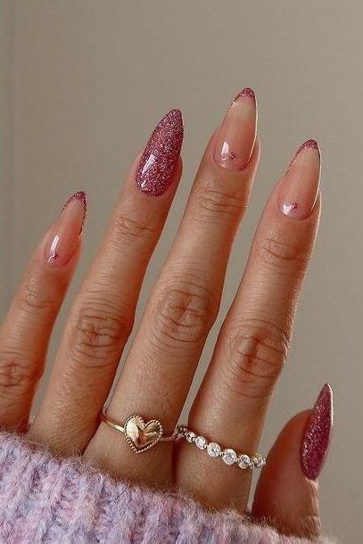 Fall Pink Nails   Luxurious Sparkle Nails