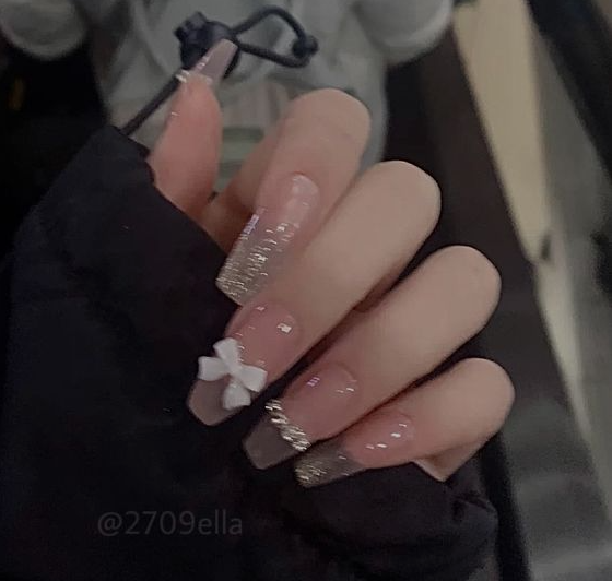Nails with Bows - Ballerina acrylic nails asian nails