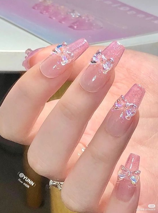 Nails with Bows - Kawaii nails soft nails cute nails