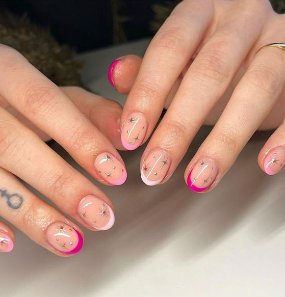 Nails y2k - Star Nails Are Trending Now Gradient Pink Frenchies Starburst