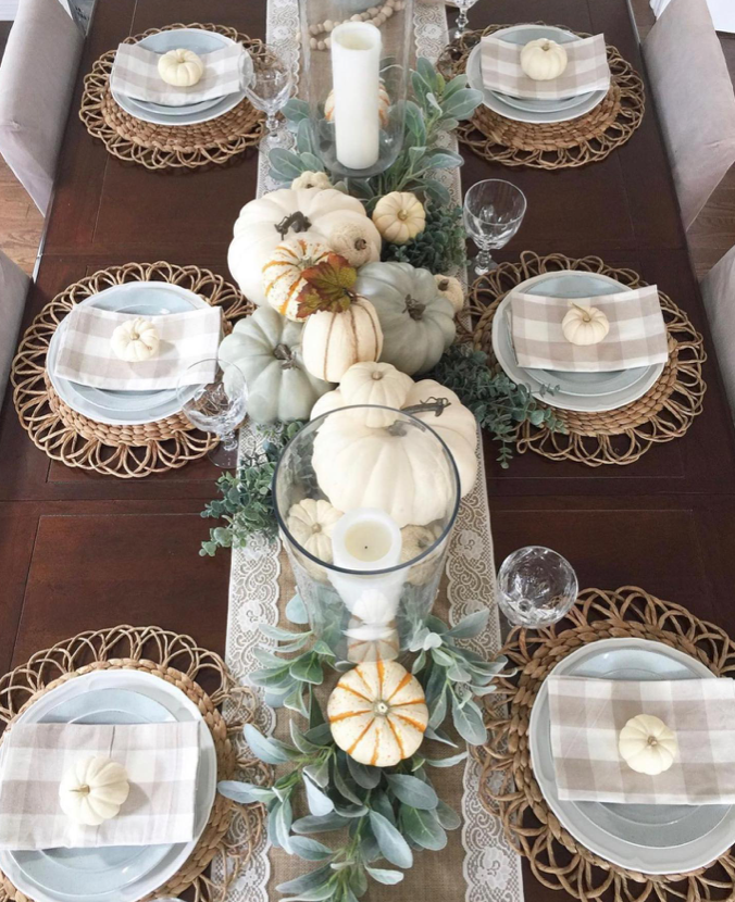 New Thanksgiving Table Settings - Bright White Pumpkins