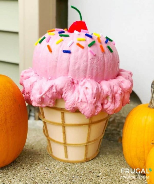 No-Carve Pumpkin Ideas - Ice Cream Cone Pumpkin