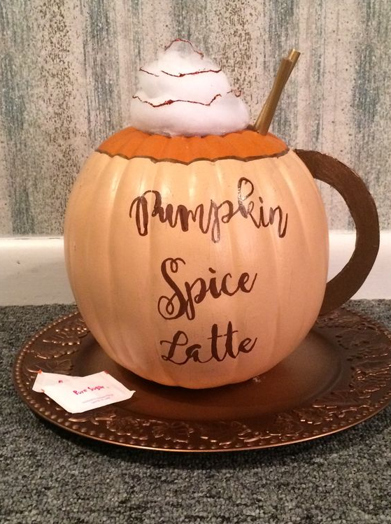 No-Carve Pumpkin Ideas - Pumkin Spice Latte Pumpkin
