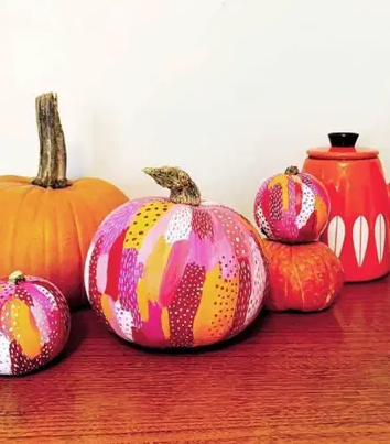 Painted Pumpkins   Abstract Chic Painted Pumpkins