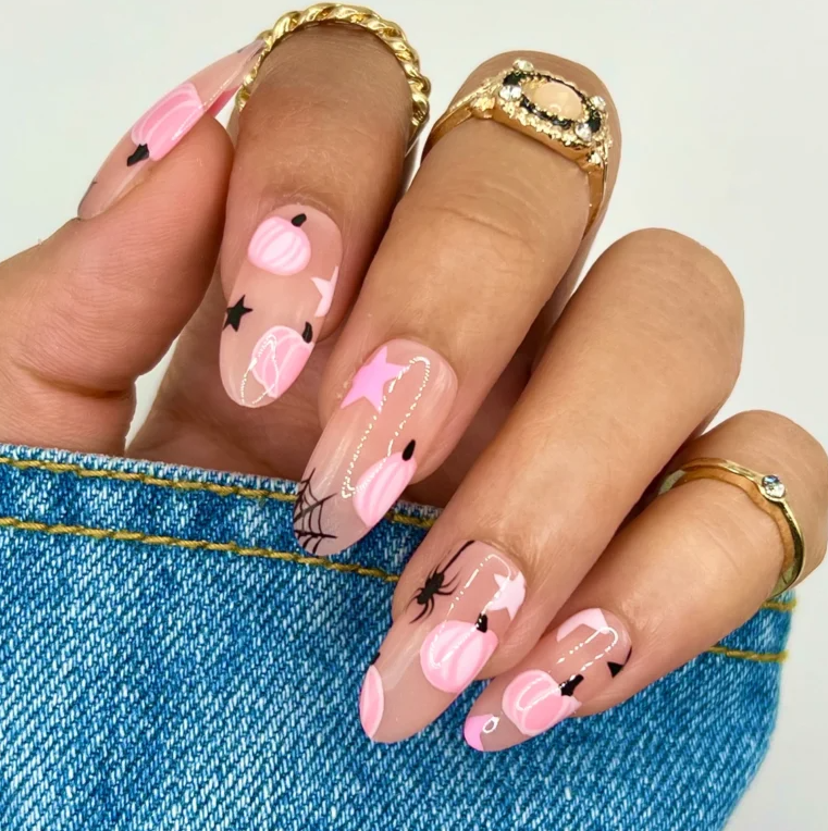 Pink Pumpkin Nails