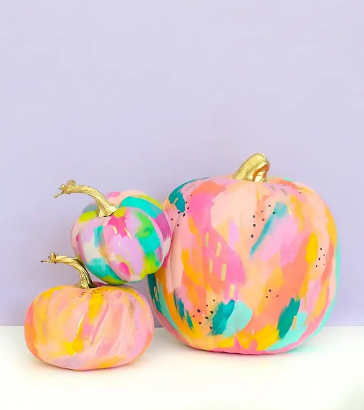 Pumpkin Painting Ideas - Abstract Art Painted Pumpkins
