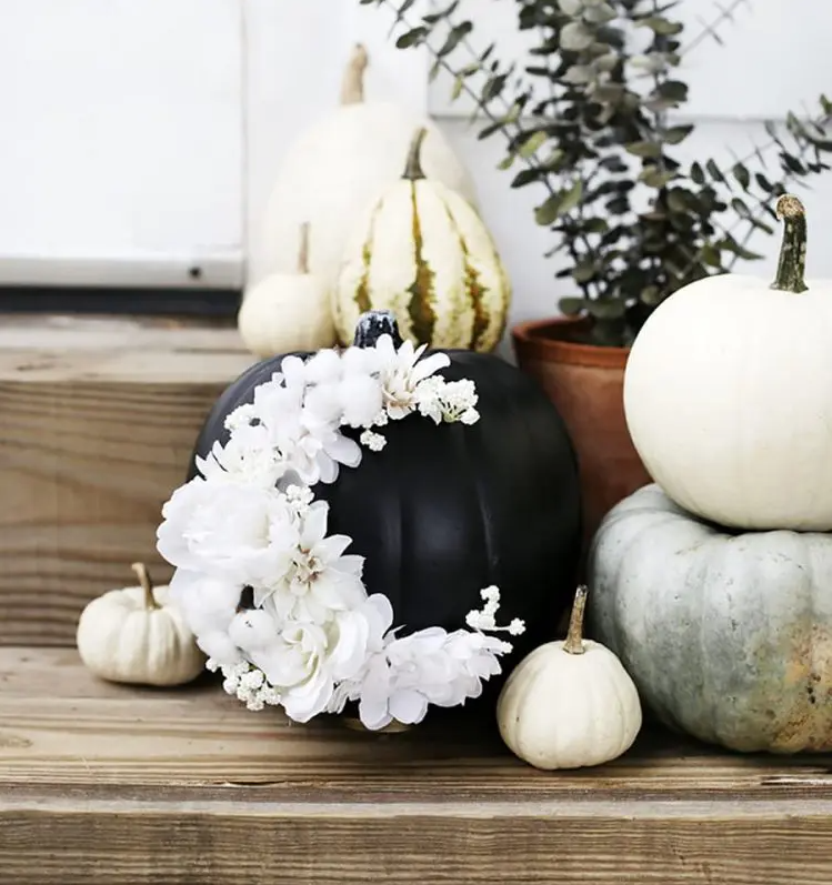 Pumpkin Painting Ideas - DIY Flower pumpkin